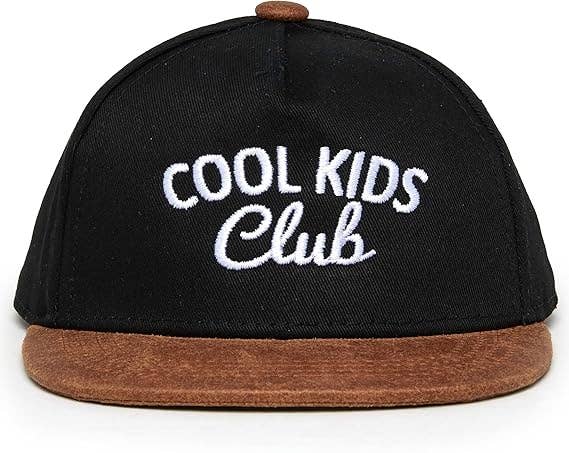 Flat Brim Trucker Hat - Cool Kids Club - Black/Faux Leather : Small (12-24 Months)