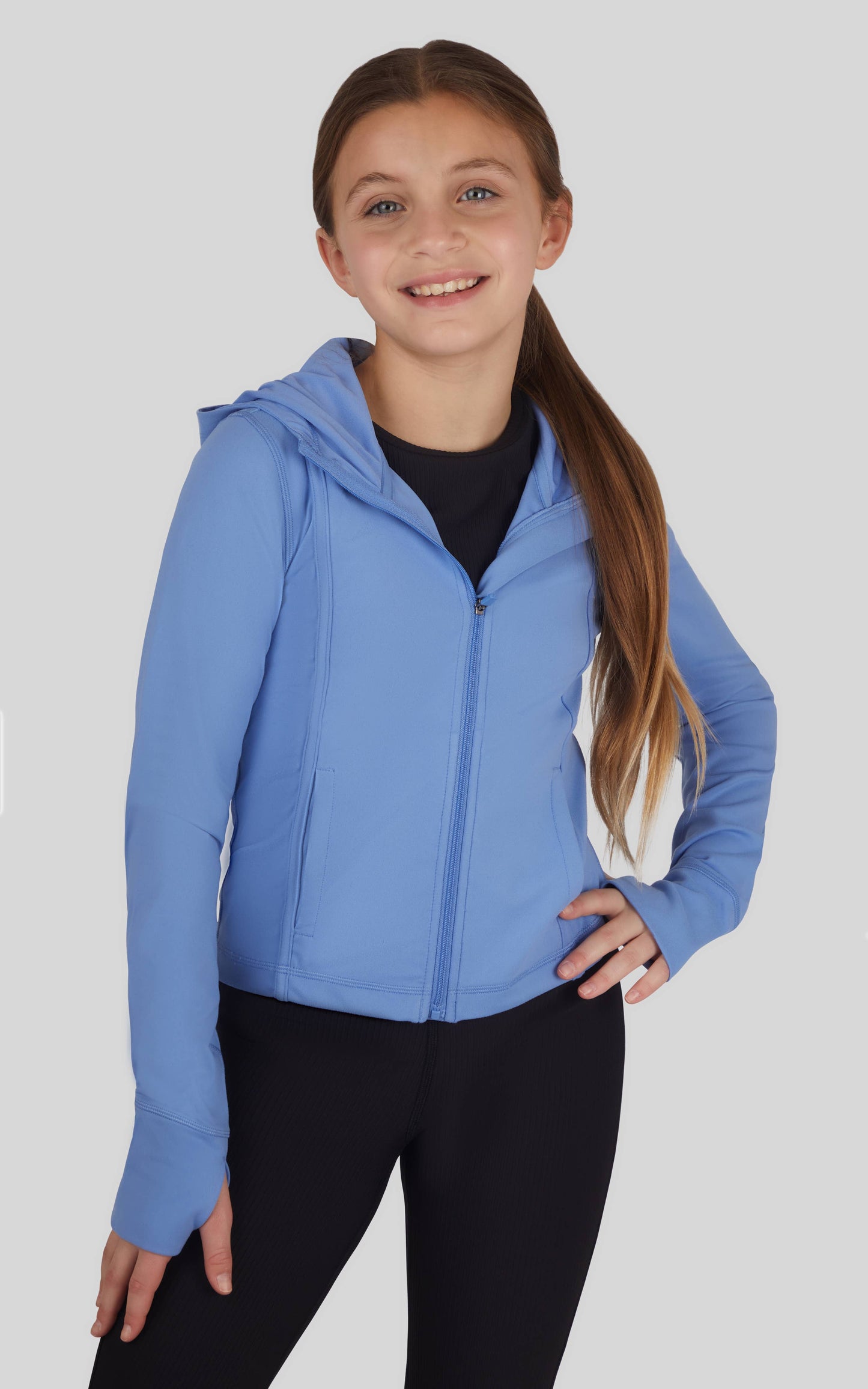 Girls Full Zip Active Jacket with Hood