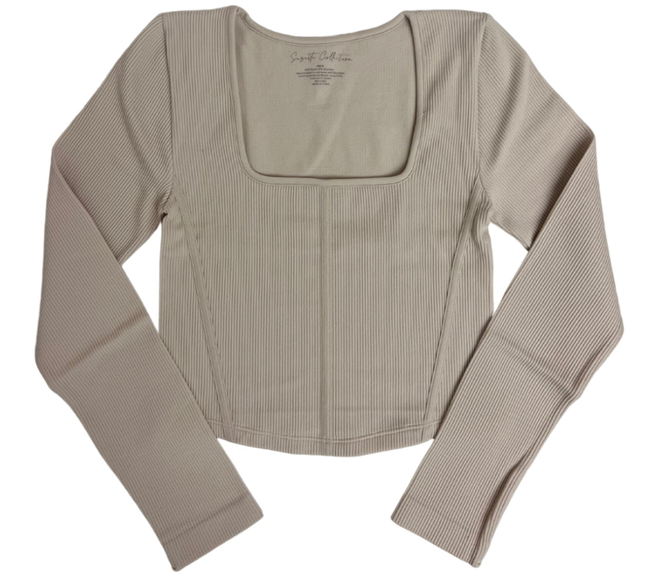 Juniors Soft Seam Square Neck L/S Top