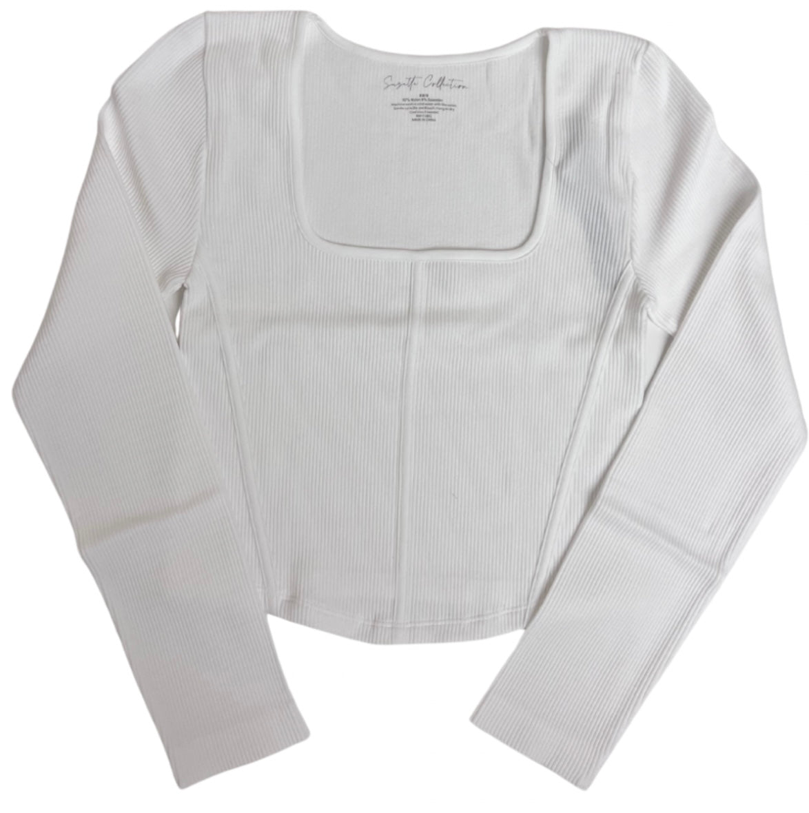 Juniors Soft Seam Square Neck L/S Top