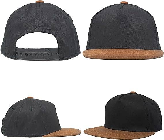 Flat Brim Trucker Hat - Bubba - Black/Faux Leather: Medium/Large (2-9 Years)