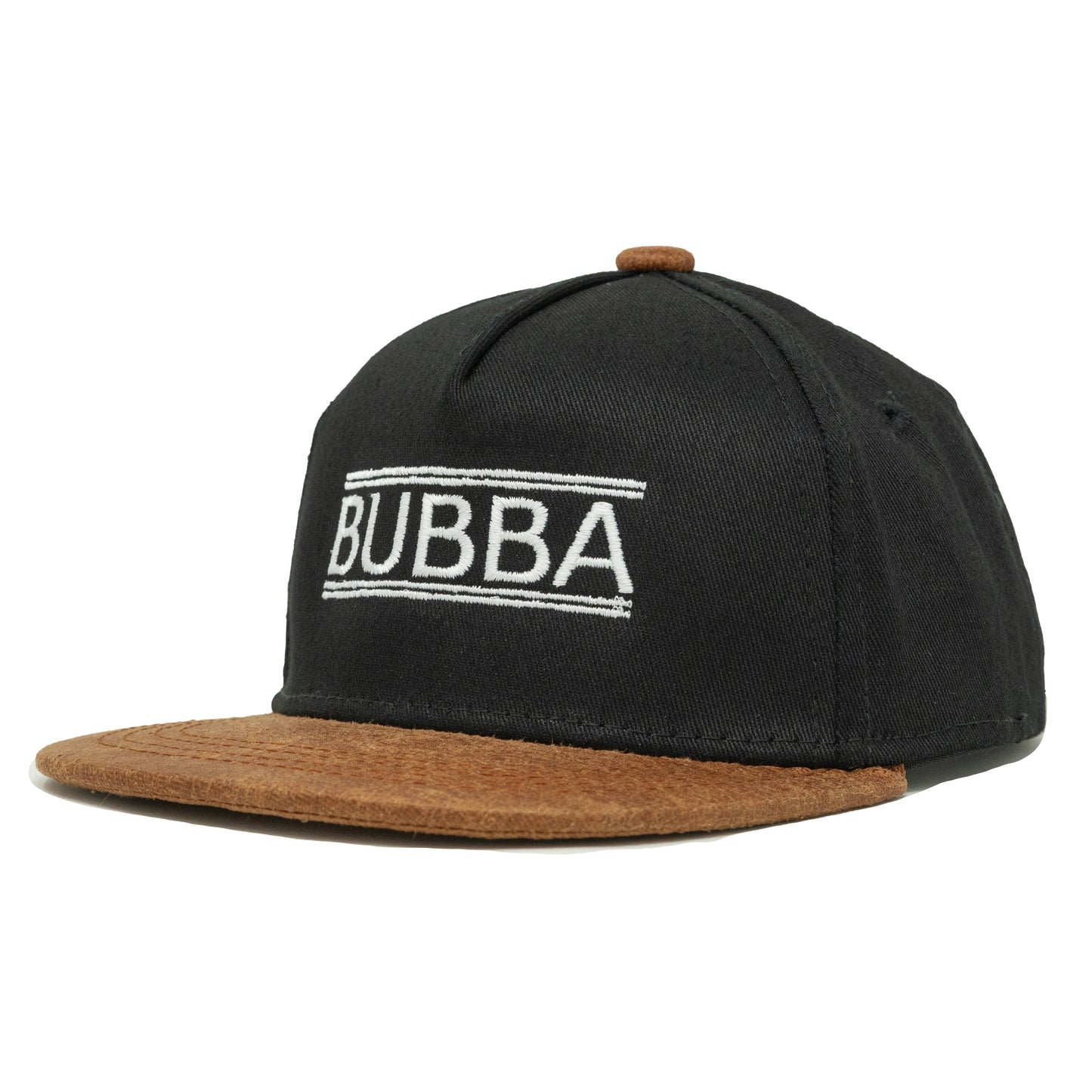 Flat Brim Trucker Hat - Bubba - Black/Faux Leather: Medium/Large (2-9 Years)