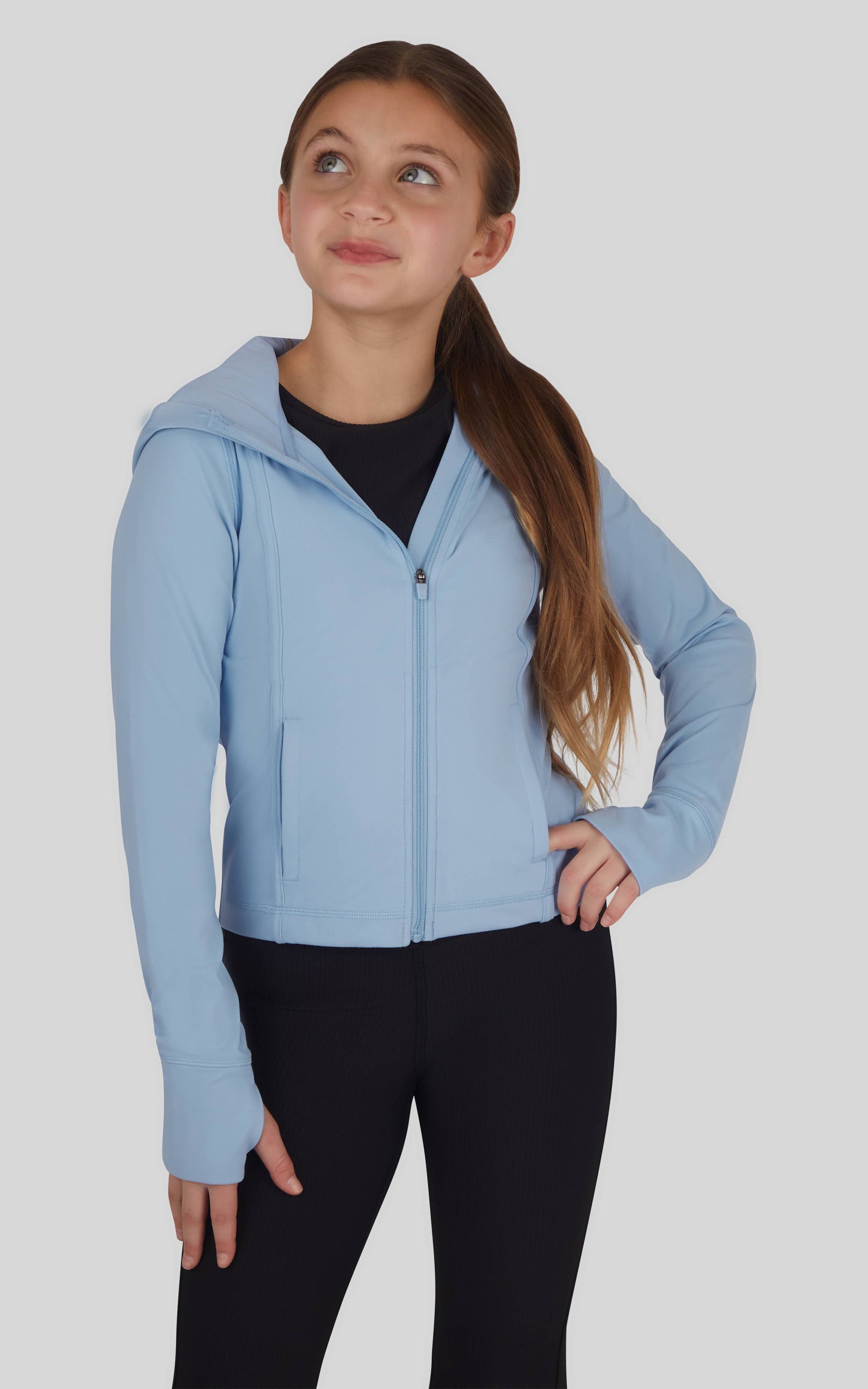 Girls Full Zip Active Jacket with Hood